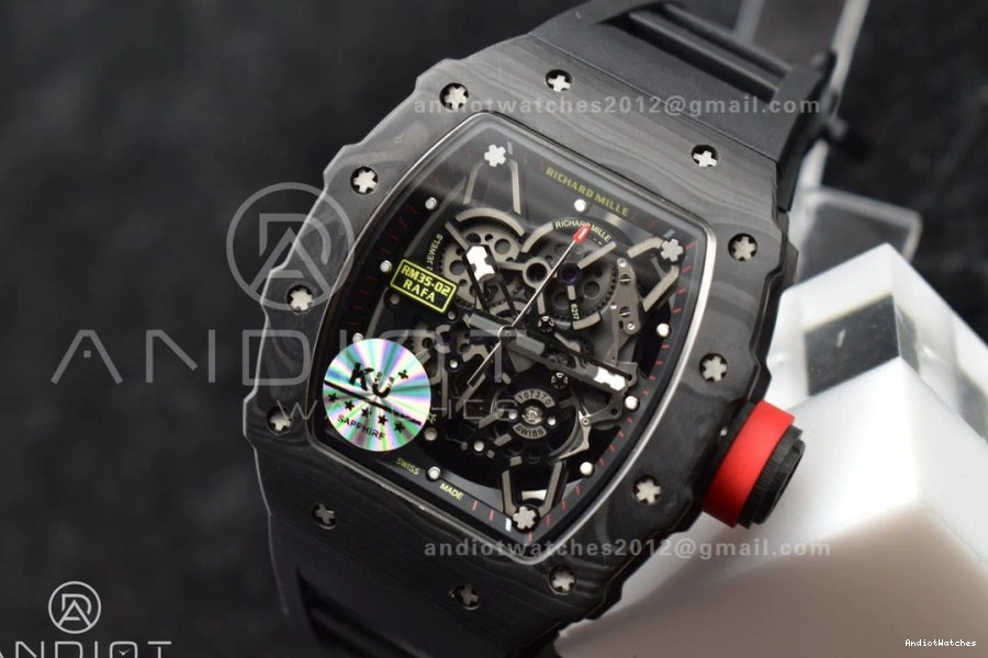 Black MIYOTA Best KUF Dial Strap Rubber Edition Red 1026 RM035-02 Skeleton Supportive on 0514